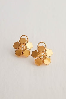 Gold Finish Clump Stud Earrings