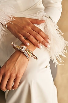 Rose Gold Plated Cubic Zircon Le Palm Serefina Handcuff