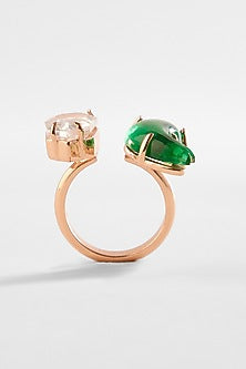 Rose Gold Plated Hexagon Clear Cut Crystal Le Cleo Ring