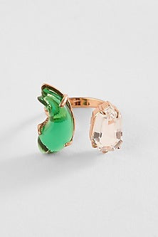 Rose Gold Plated Hexagon Clear Cut Crystal Le Cleo Ring