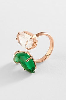 Rose Gold Plated Hexagon Clear Cut Crystal Le Cleo Ring