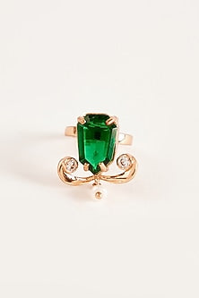 Rose Gold Plated Jade Green Gemstone Faena Midi Ring