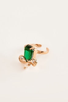 Rose Gold Plated Jade Green Gemstone Faena Midi Ring