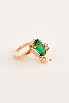 Rose Gold Plated Jade Green Gemstone Faena Midi Ring