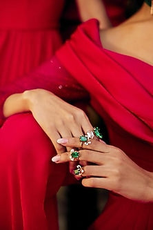 Rose Gold Plated Jade Green Gemstone Faena Midi Ring