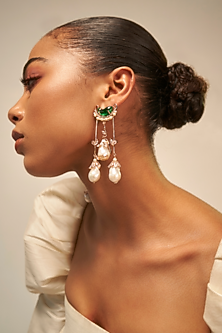 Rose Gold Plated Jade Green Crystal Le Cleo Dewdrop Earrings
