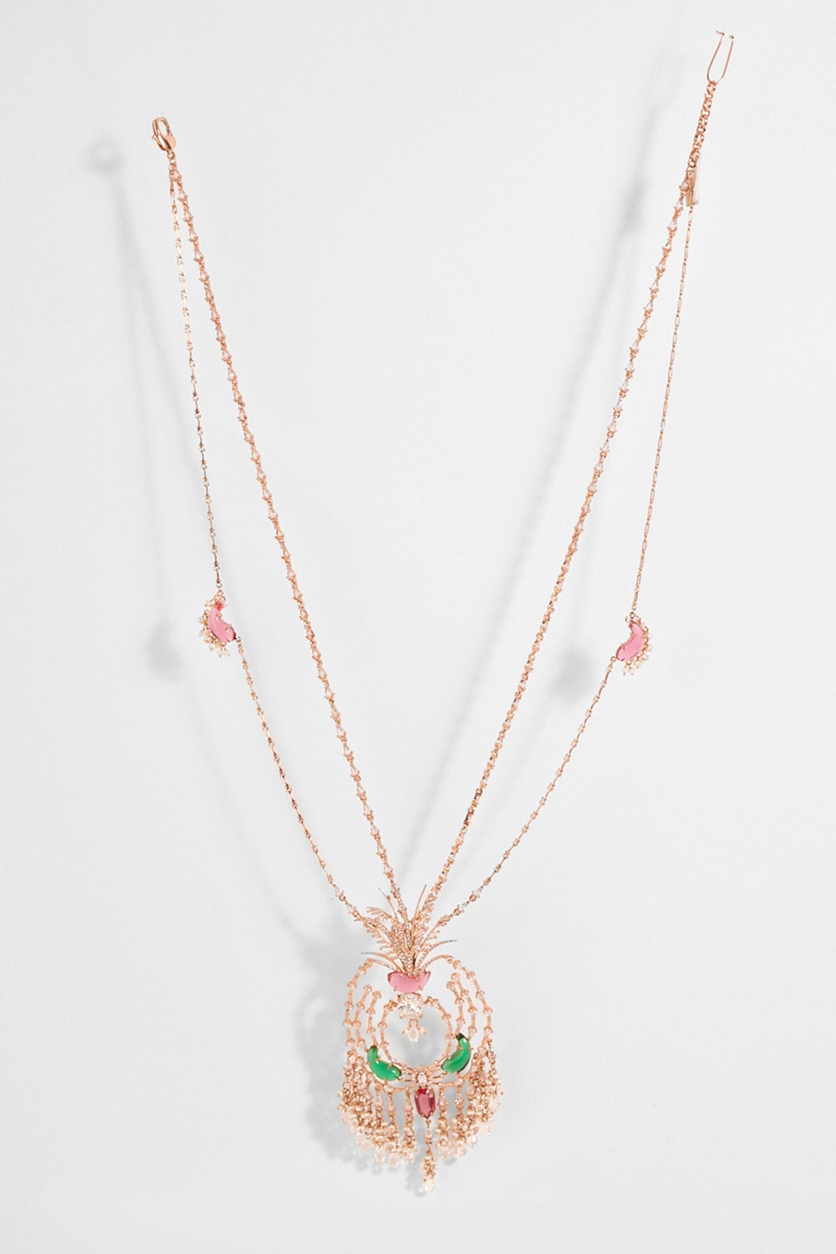 Rose Gold Plated Crystal & Cubic Zircon Palm Le Grande Pendant Necklace