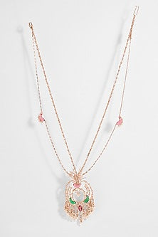 Rose Gold Plated Crystal & Cubic Zircon Palm Le Grande Pendant Necklace