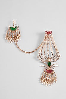 Rose Gold Plated Crystal & Cubic Zircon Palm Le Grande Sahara Dangler Earrings