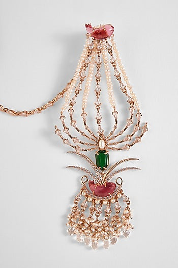 Rose Gold Plated Crystal & Cubic Zircon Palm Le Grande Sahara Dangler Earrings