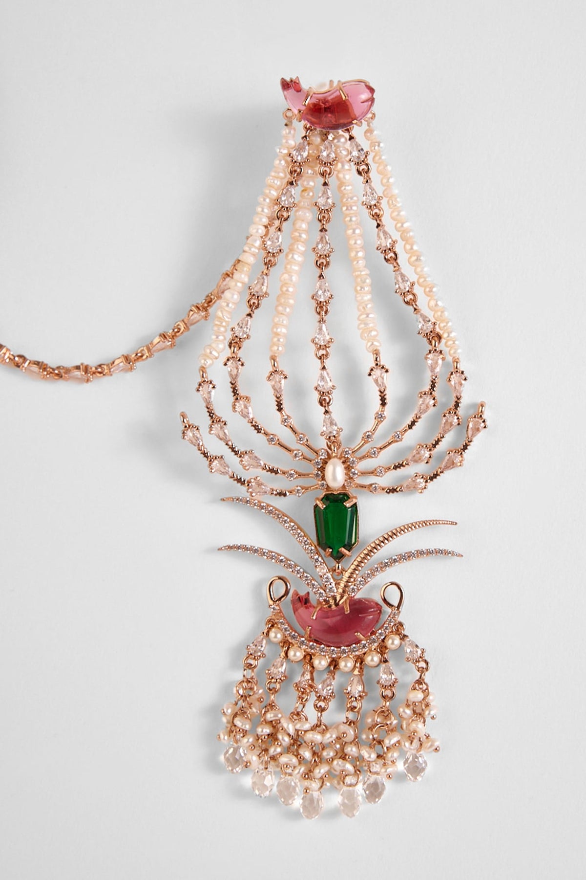 Rose Gold Plated Crystal & Cubic Zircon Palm Le Grande Sahara Dangler Earrings