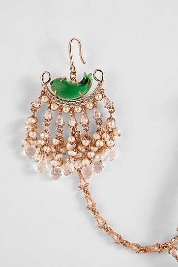 Rose Gold Plated Crystal & Cubic Zircon Palm Le Grande Sahara Dangler Earrings