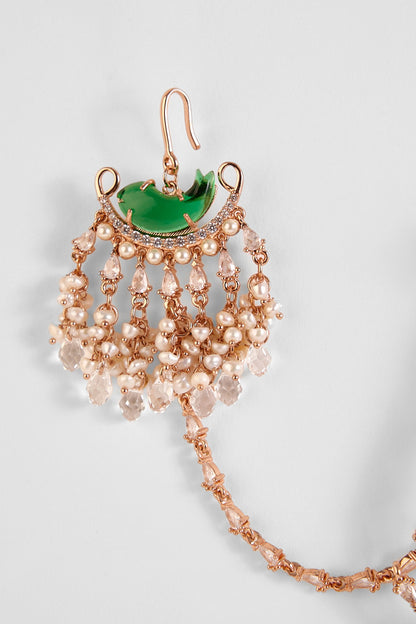 Rose Gold Plated Crystal & Cubic Zircon Palm Le Grande Sahara Dangler Earrings