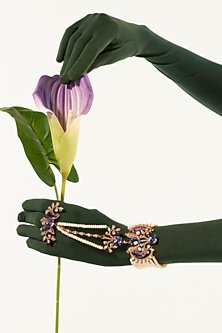 Rose Gold Plated Tanzanite Cushion Cut Crystal Le Palmetto Hand Harness