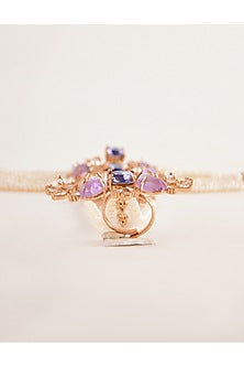 Rose Gold Plated Tanzanite Cushion Cut Crystal Le Palmetto Hand Harness