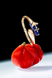 Gold Plated Shroom Motif & Lapis Lazuli Stone Handcuff