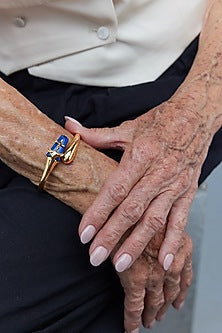 Gold Plated Shroom Motif & Lapis Lazuli Stone Handcuff