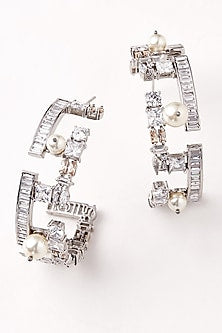 Silver Plated Swarovski Crystal Hoop Earrings