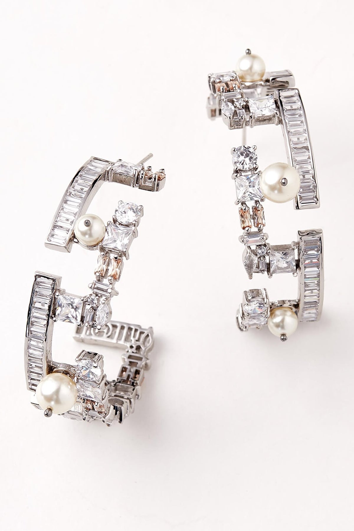 Silver Plated Swarovski Crystal Hoop Earrings