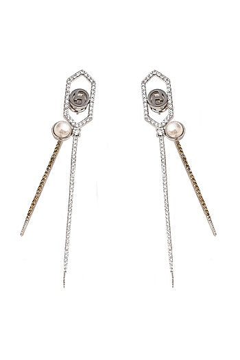 Silver Plated Swarovski Crystal Dangler Earrings