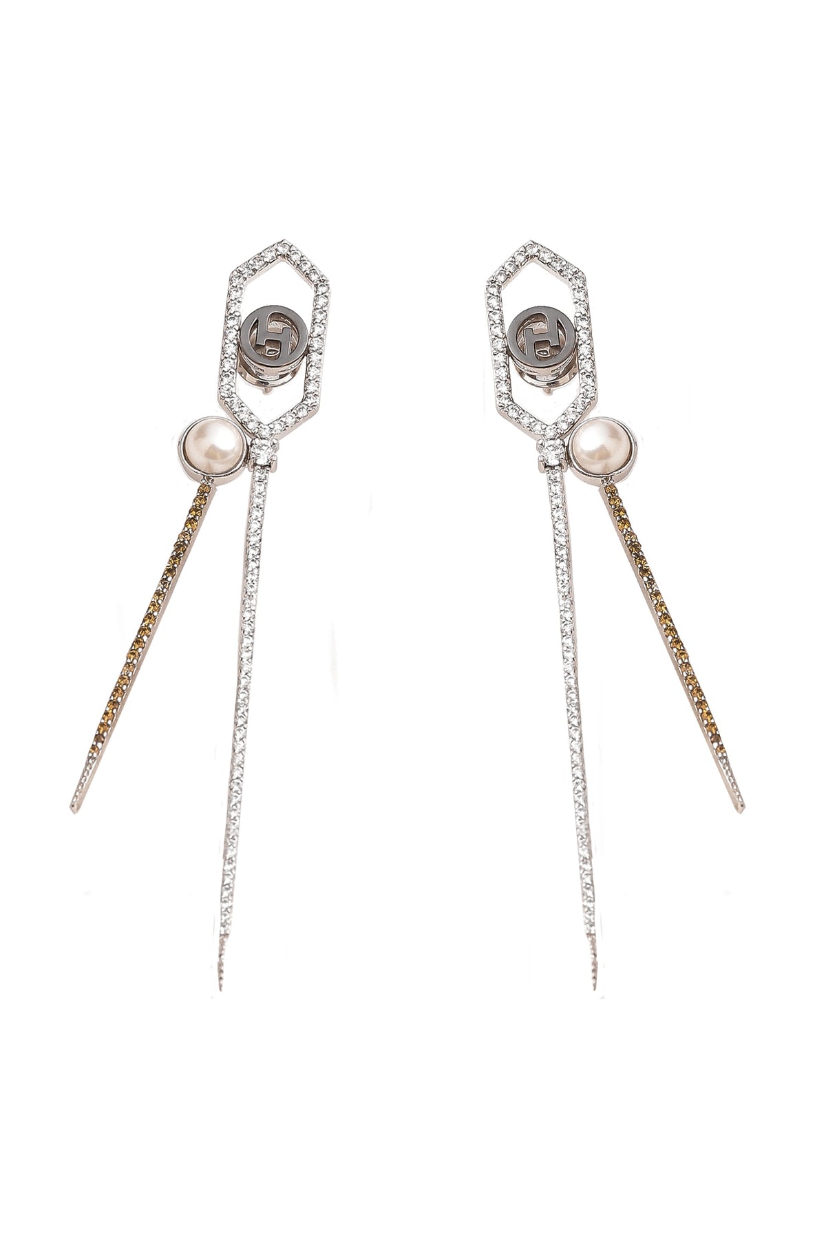 Silver Plated Swarovski Crystal Dangler Earrings