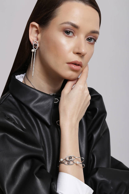 Silver Plated Swarovski Crystal Dangler Earrings