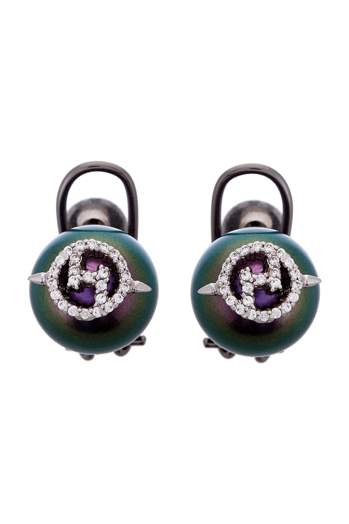 Gunmetal Plated Swarovski Crystal Stud Earrings