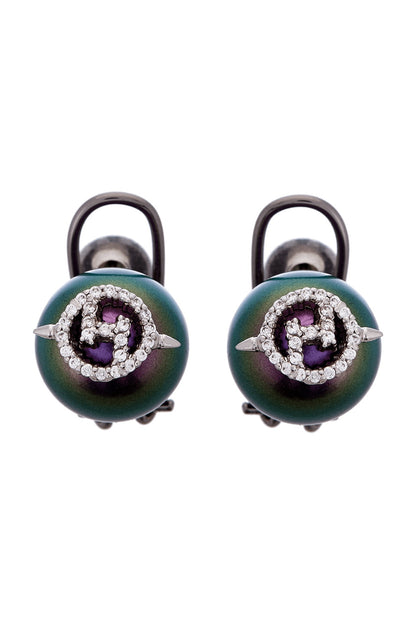 Gunmetal Plated Swarovski Crystal Stud Earrings