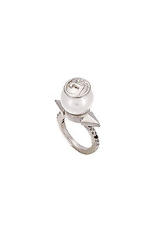 Silver Finish Pearl Ring
