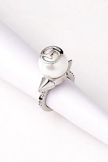 Silver Finish Pearl Ring
