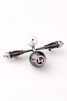 Gunmetal Plated Swarovski Brooch