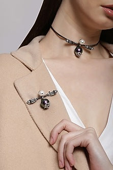 Gunmetal Plated Swarovski Brooch