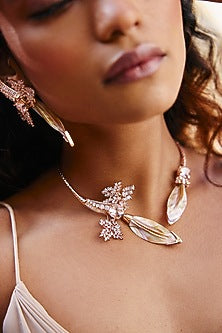Rose Gold Plated Cubic Zircon Le Palm Serefina Open Choker Necklace