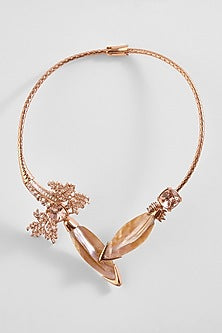 Rose Gold Plated Cubic Zircon Le Palm Serefina Open Choker Necklace