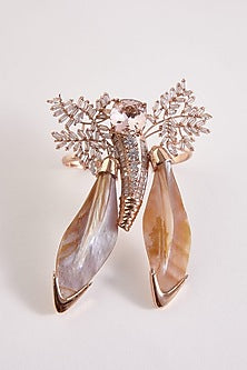 Rose Gold Plated Cubic Zircon Le Palm Serefina Double Ring