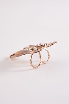 Rose Gold Plated Cubic Zircon Le Palm Serefina Double Ring