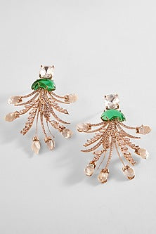 Rose Gold Plated Swarovski Stone & Keshi Pearl Le Sunset Earrings