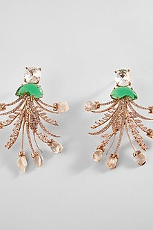 Rose Gold Plated Swarovski Stone & Keshi Pearl Le Sunset Earrings