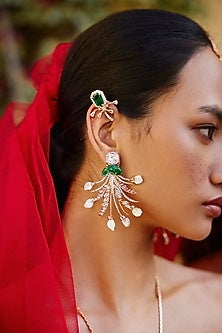 Rose Gold Plated Swarovski Stone & Keshi Pearl Le Sunset Earrings