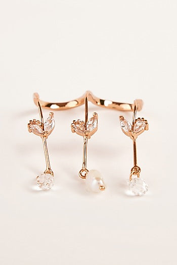 Rose Gold Plated Cubic Zircon Piccabeen Palm Double Ring