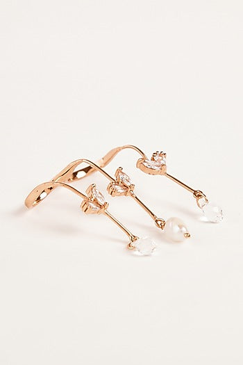 Rose Gold Plated Cubic Zircon Piccabeen Palm Double Ring
