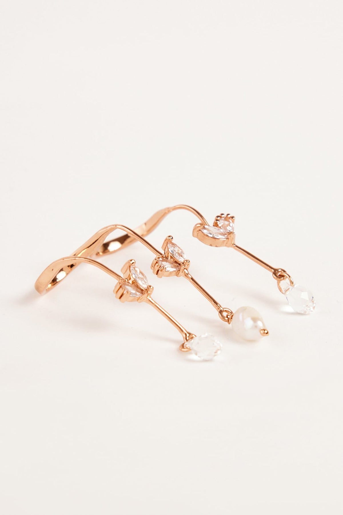 Rose Gold Plated Cubic Zircon Piccabeen Palm Double Ring
