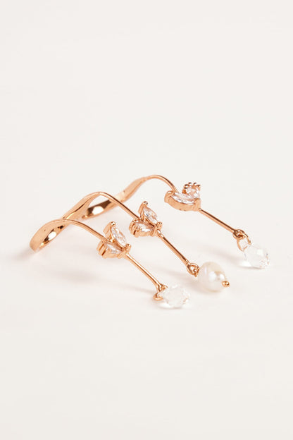 Rose Gold Plated Cubic Zircon Piccabeen Palm Double Ring
