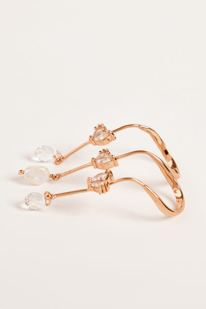 Rose Gold Plated Cubic Zircon Piccabeen Palm Double Ring