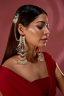 Rose Gold Plated Keshi Pearl & Crystal Dangler Earrings