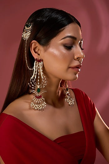 Rose Gold Plated Keshi Pearl & Crystal Dangler Earrings