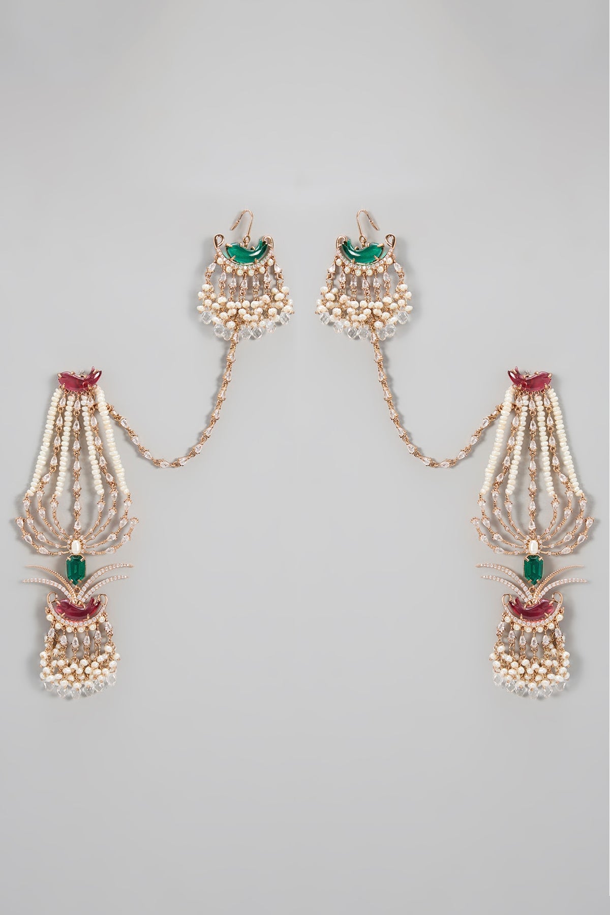 Rose Gold Plated Keshi Pearl & Crystal Dangler Earrings