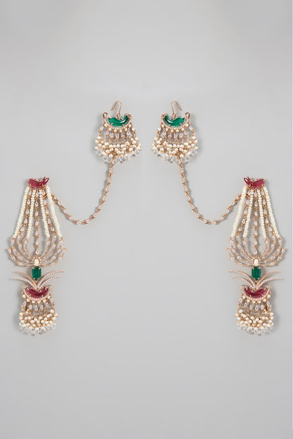 Rose Gold Plated Keshi Pearl & Crystal Dangler Earrings