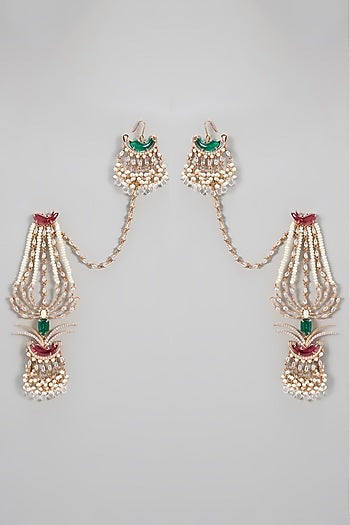 Rose Gold Plated Keshi Pearl & Crystal Dangler Earrings