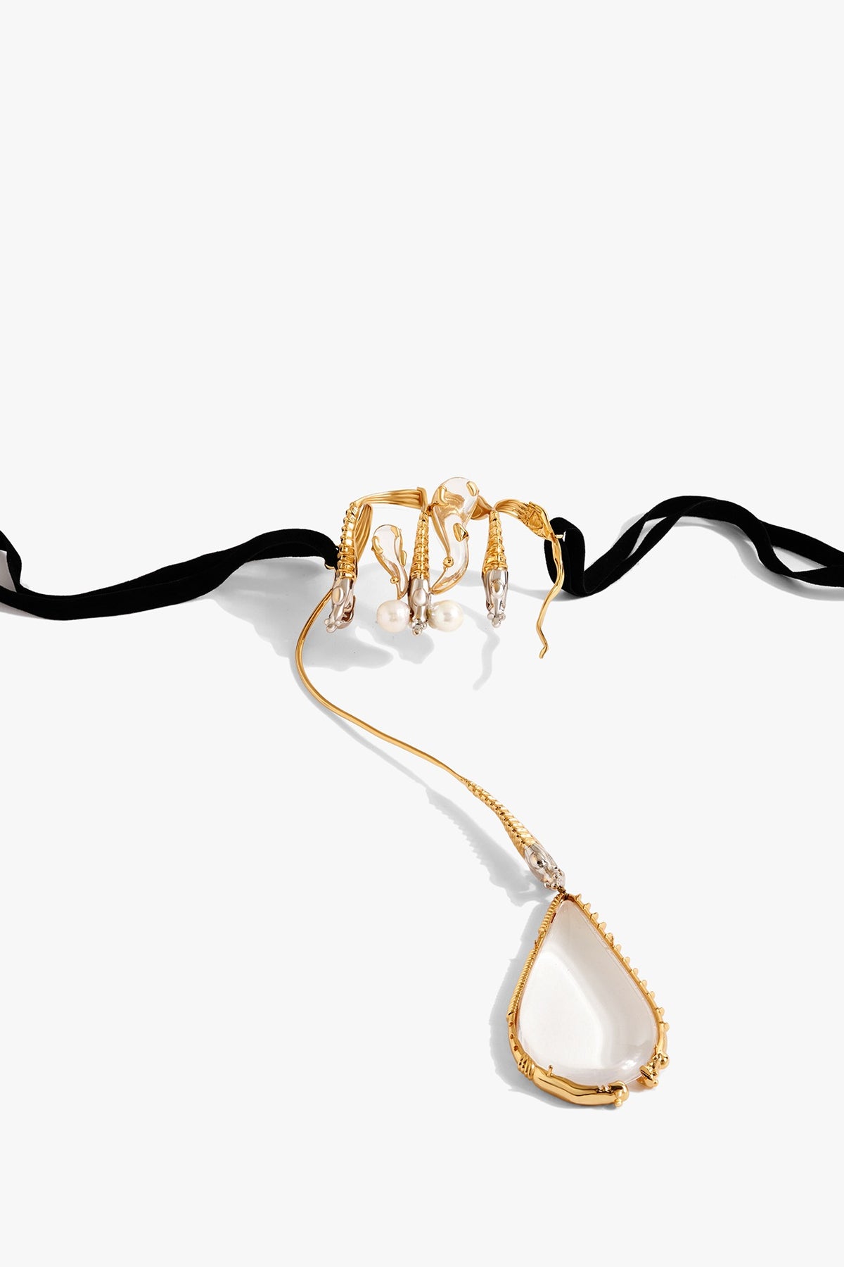 Two Tone Finish Baroque Pearl Choker Necklace